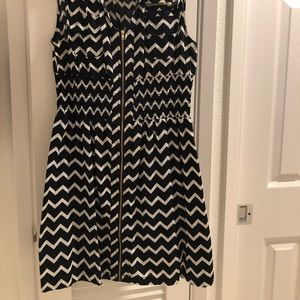 Cute casual black and white chevy zipper dress.